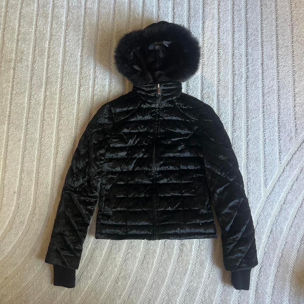 Bebe Puffer Black Jacket size Small Glam Y2K Punk Streetwear Grunge